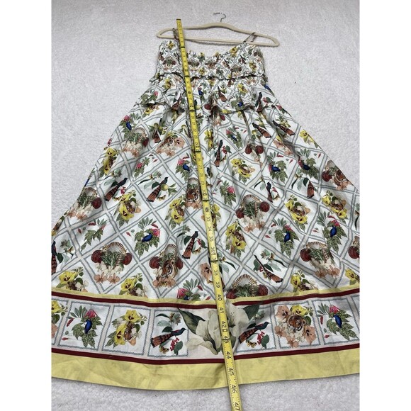 Anthropologie Midi Dress Yellow Floral Smock Peplum Preppy Boho Vacay Large NWT - Picture 4 of 12